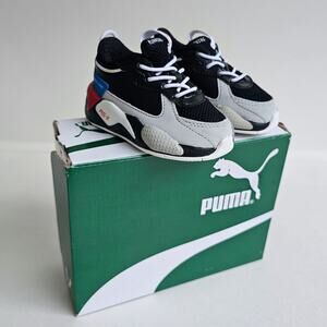 Baby Pumas Sneakers Toddler Shoes Puma RSX Sz 4C Gray Black Red Blue Kinderfit
